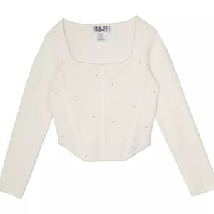 Stella 88 Big Girls Pearl Embellished Faux Corset Sweater Size Large